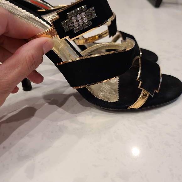 Italian Black and Gold bling heels - Picture 2 of 5